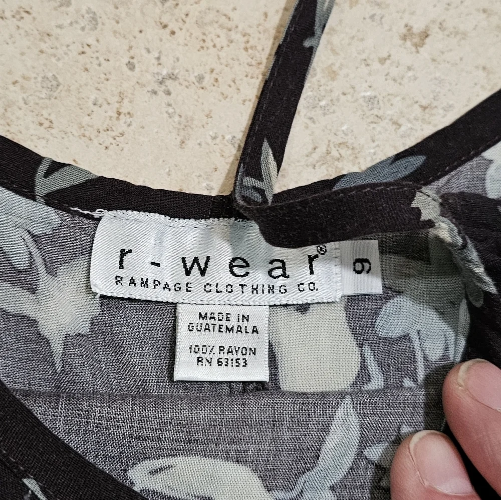 Rampage Women’s 6 Slip Dress Brown Floral Rayon Mini 90s Grunge Festival Rare - Picture 4 of 6